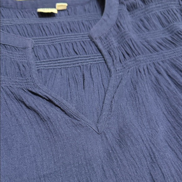 GAP Blue Women's Sloughed Cotton Blouse Top with Flowy Sleeves & Scalloped Hem - Picture 5 of 9